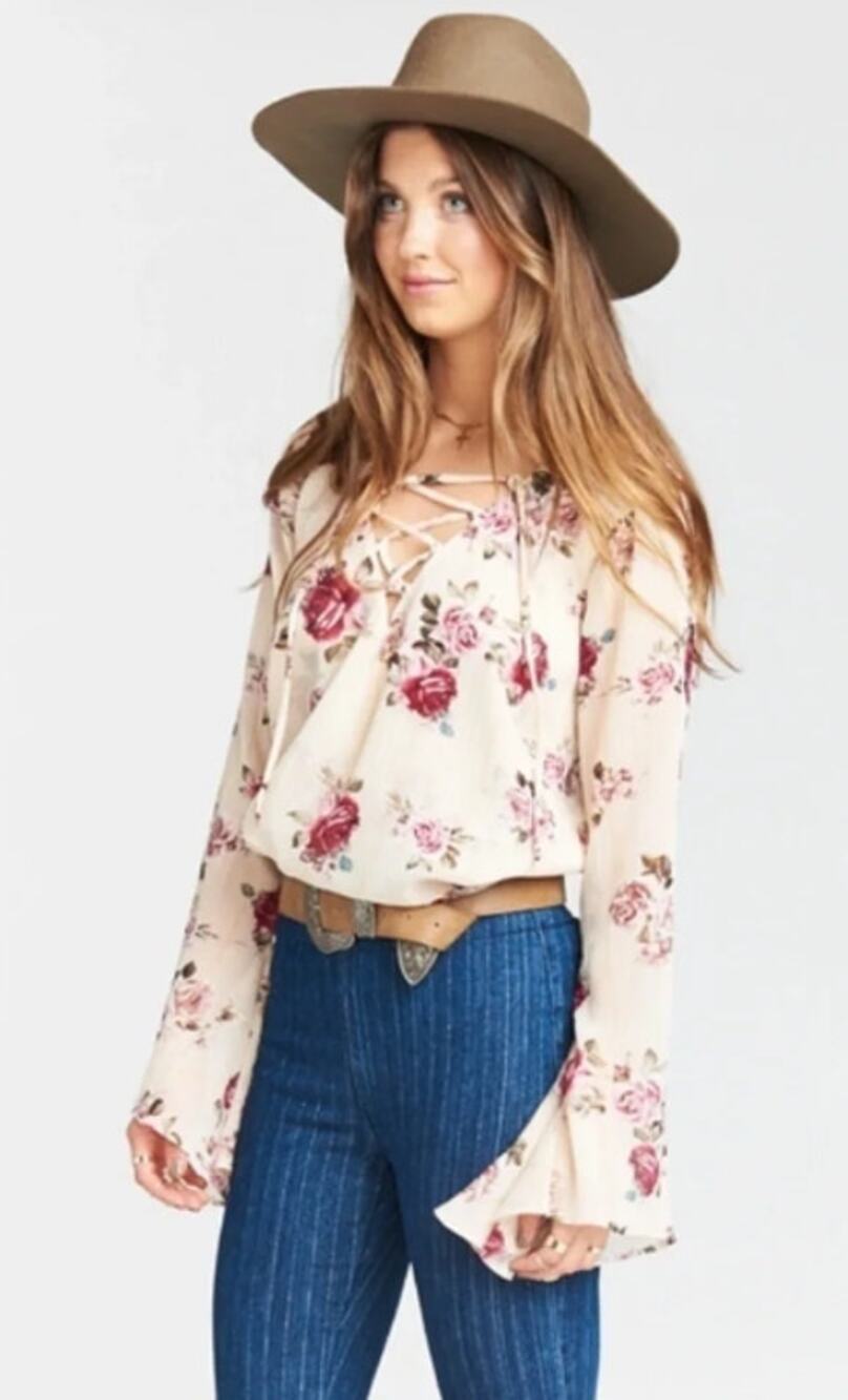 Show Me Your Mumu The Zuko Floral Top Gold Threads size XS